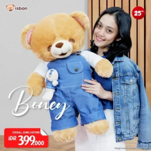 ISTANA BONEKA Beruang Boney Bonita Baju Overoll Jeans Blue
