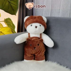 ISTANA BONEKA Beruang Putih Sit Li White 11INCH With Jumpsuit Kepala Bear
