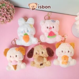 ISTANA BONEKA Gantungan Kunci Sit Meal Time Karakter Hewan Rabbit Cat
