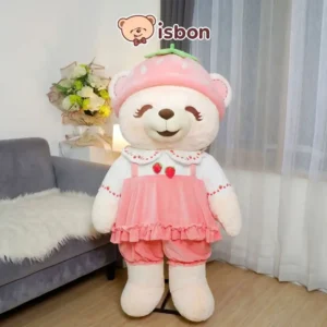ISTANA BONEKA Beruang Bonita Strawberry Giant Jumbo 49in with Baju Topi Lucu Mainan Anak Hadiah Ulang Tahun Anniversary Cowok Cewek