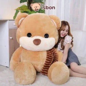 ISTANA BONEKA Beruang Jumbo STD Honey Bear 1.3Meter with Syal Merah Mainan Anak Ulang Tahun Anniversary Cowok Cewek